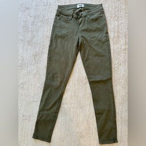 PAIGE denim green ankle zip jeans, size 26